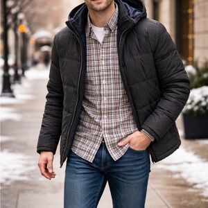 Lands’ End Men’s Button-Down Plaid Oxford Shirt — 16.5 x 33 Traditional Fit